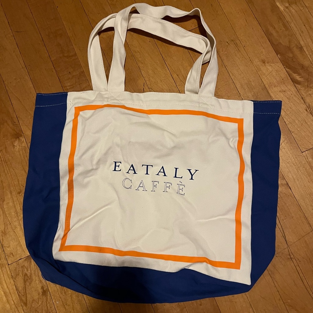 Blue, cream and orange Eataly Caffè large Tote Bag BNWOT